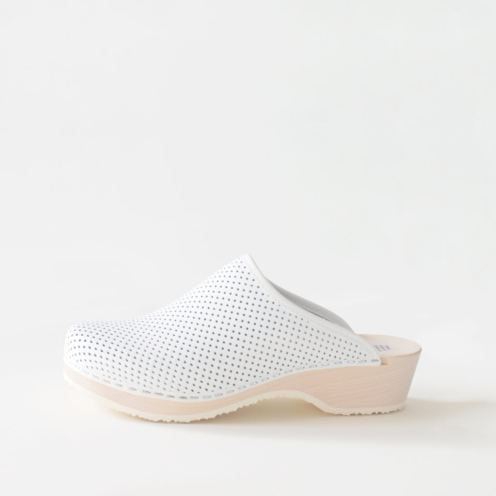 Clogs, perforated leather