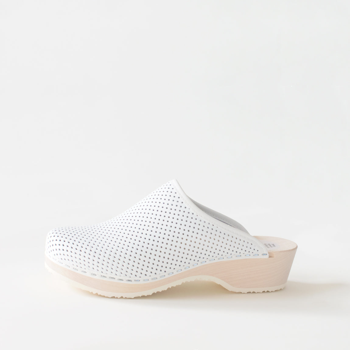 Clogs, perforated leather