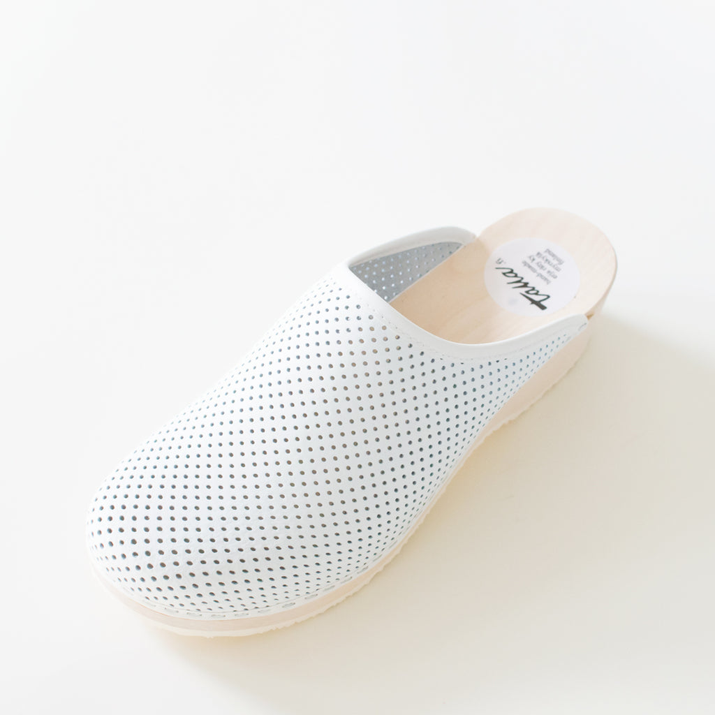 Clogs, perforated leather
