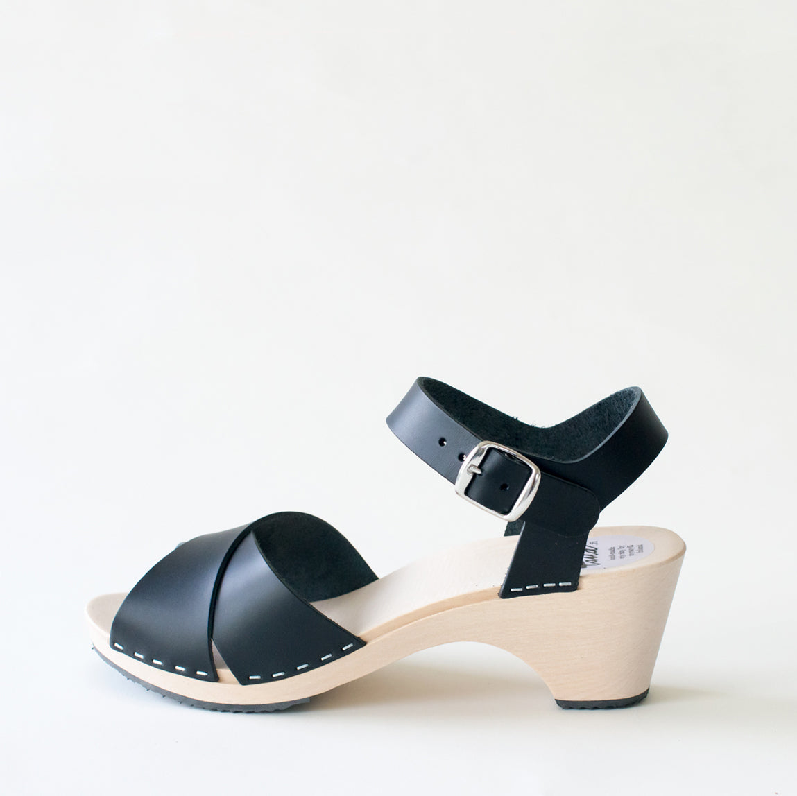 Wooden sandal Laura, salty liquorice (vegetable-tanned)