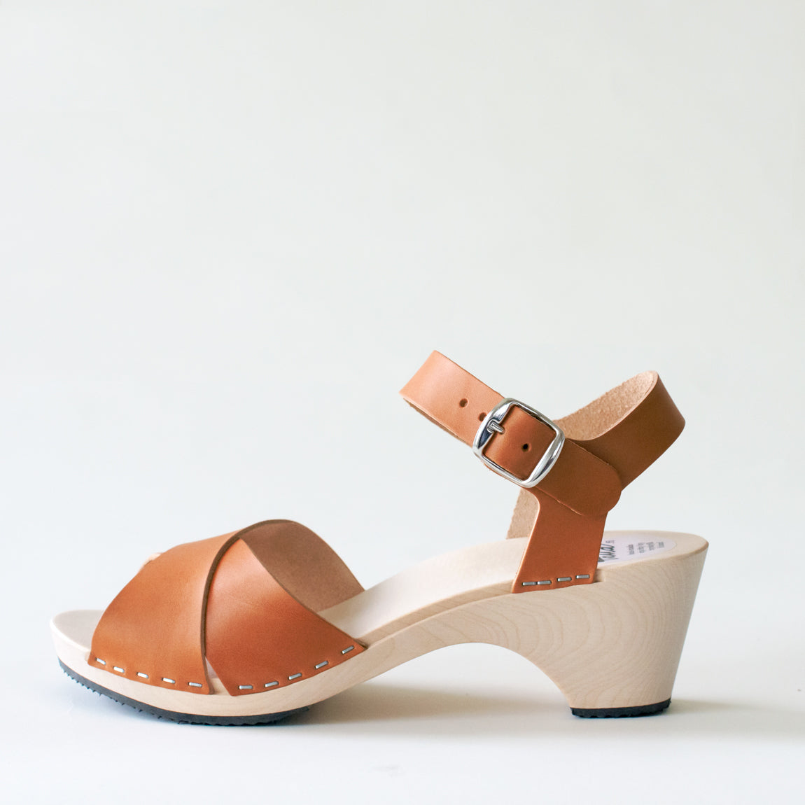 Wooden sandal Laura, cognac (vegetable-tanned)