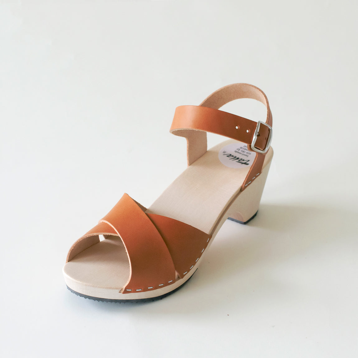 Wooden sandal Laura, cognac (vegetable-tanned)