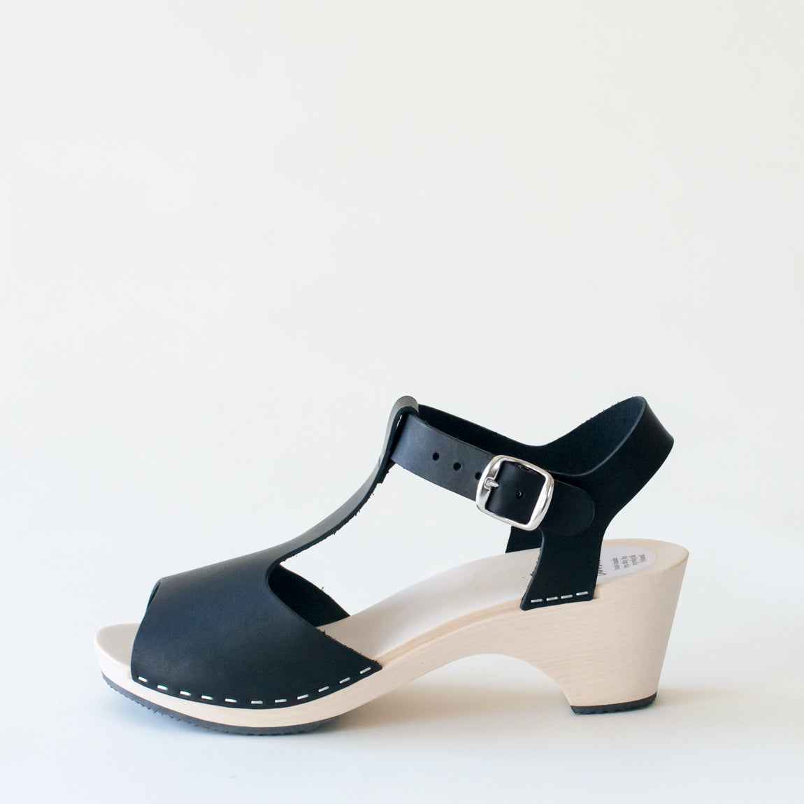 Wooden sandal Sofia, salty liquorice (vegetable-tanned)