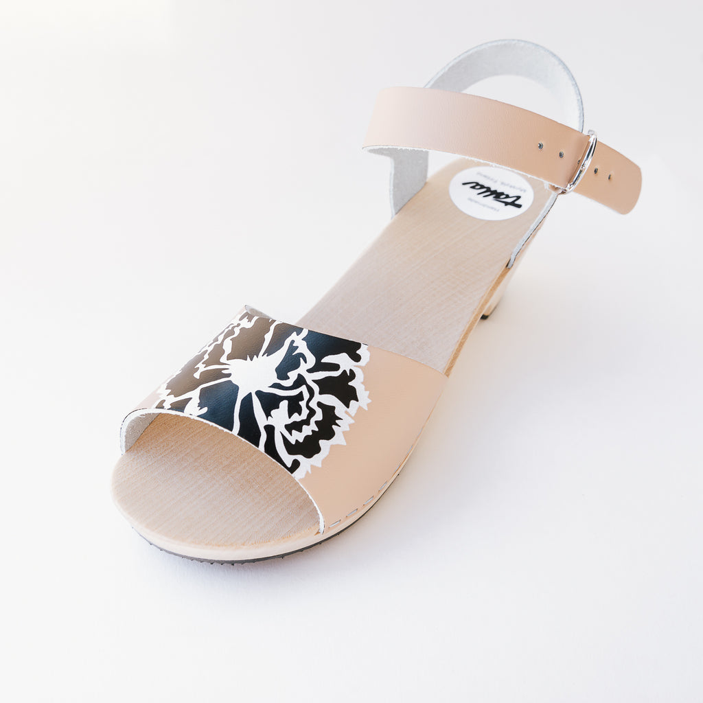 Wooden sandal Olivia, rose