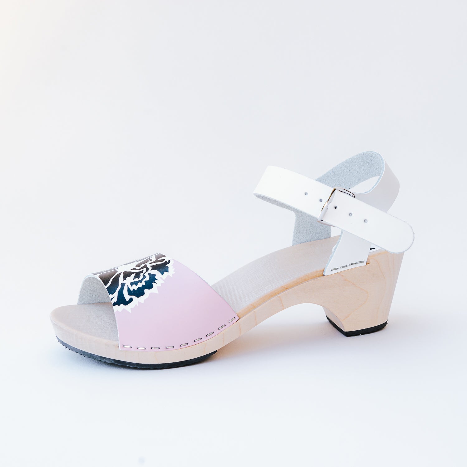 Wooden sandal Olivia, rose