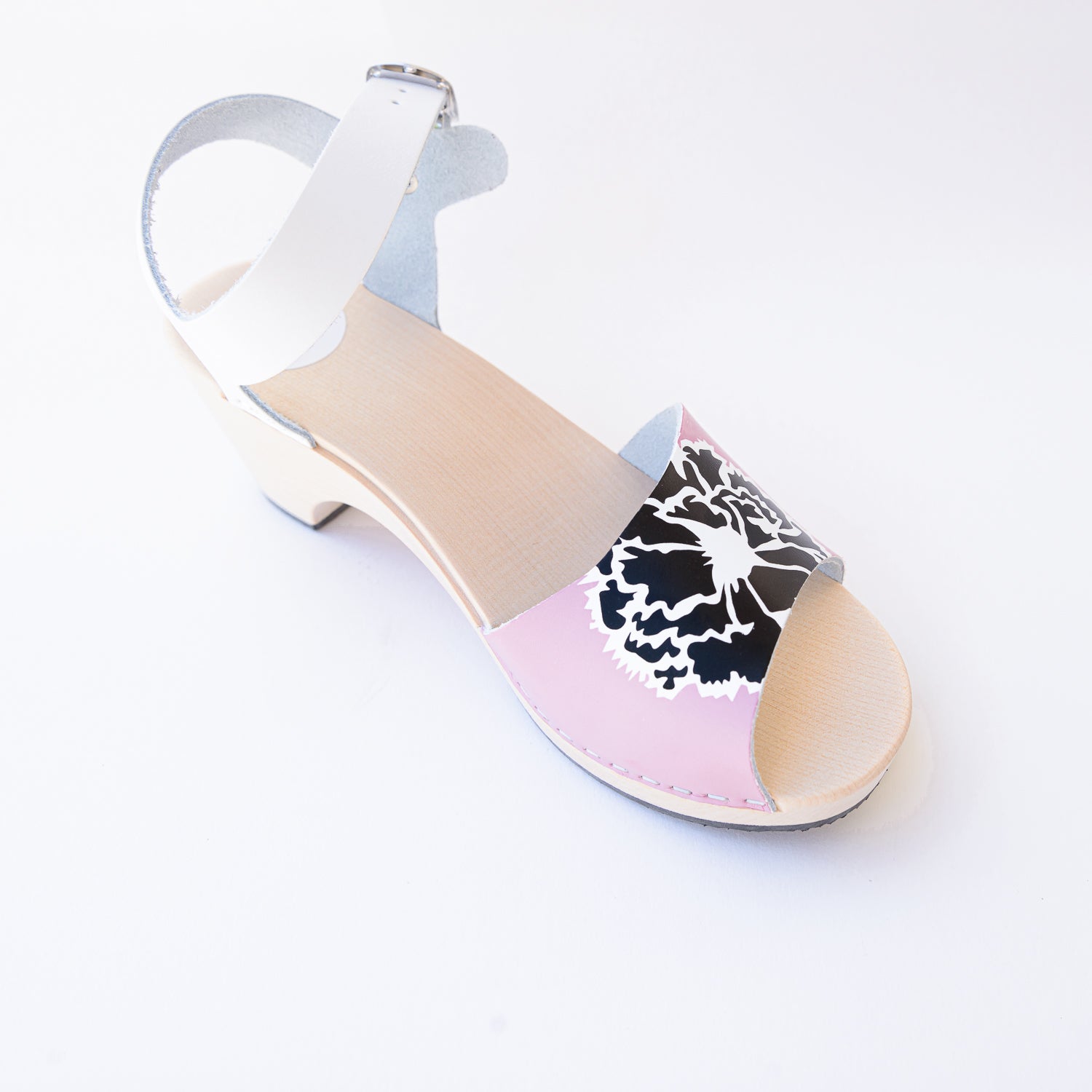Wooden sandal Olivia, rose