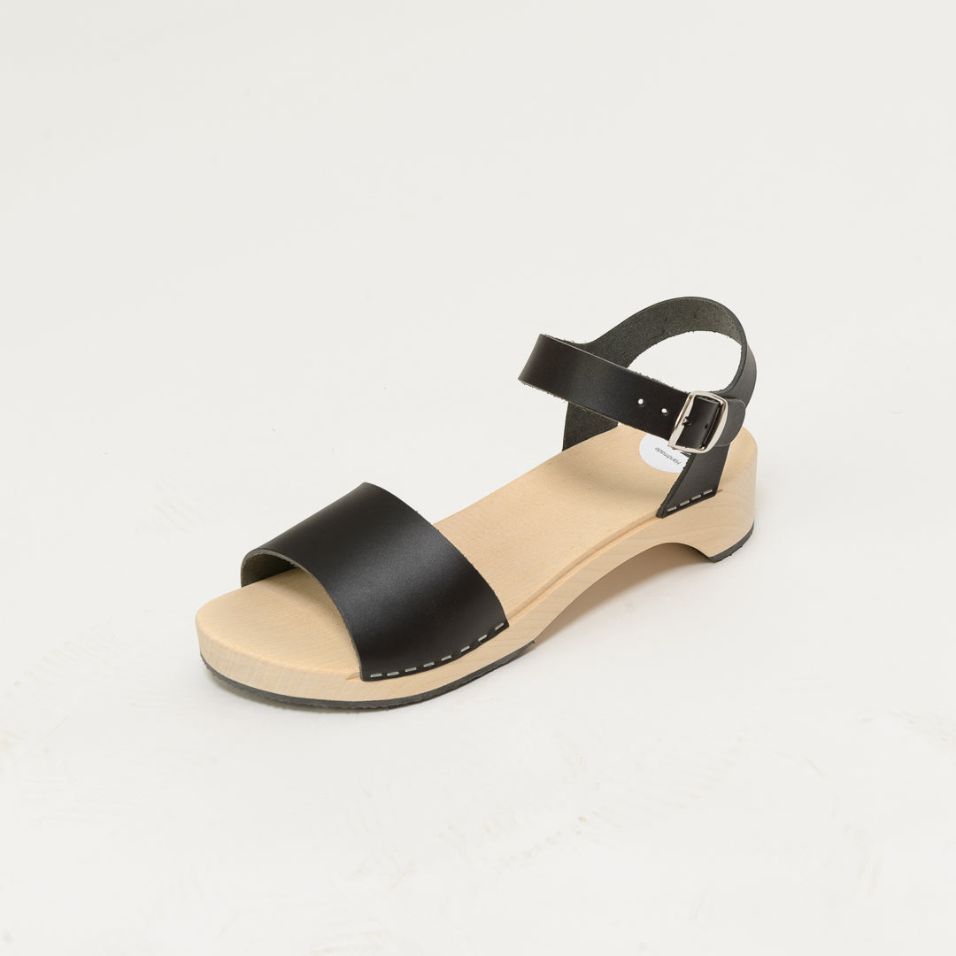 Wooden sandal Sandra, salty liquorice (vegetable-tanned)