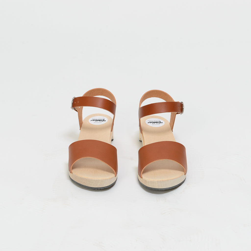 Wooden sandal Sandra, cognac (vegetable-tanned)