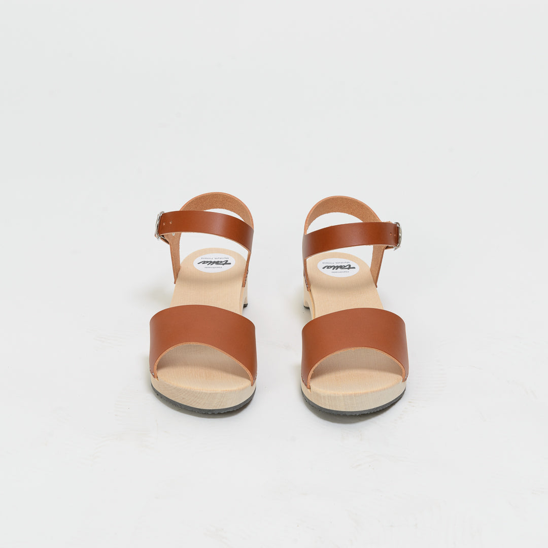 Wooden sandal Sandra, cognac (vegetable-tanned)