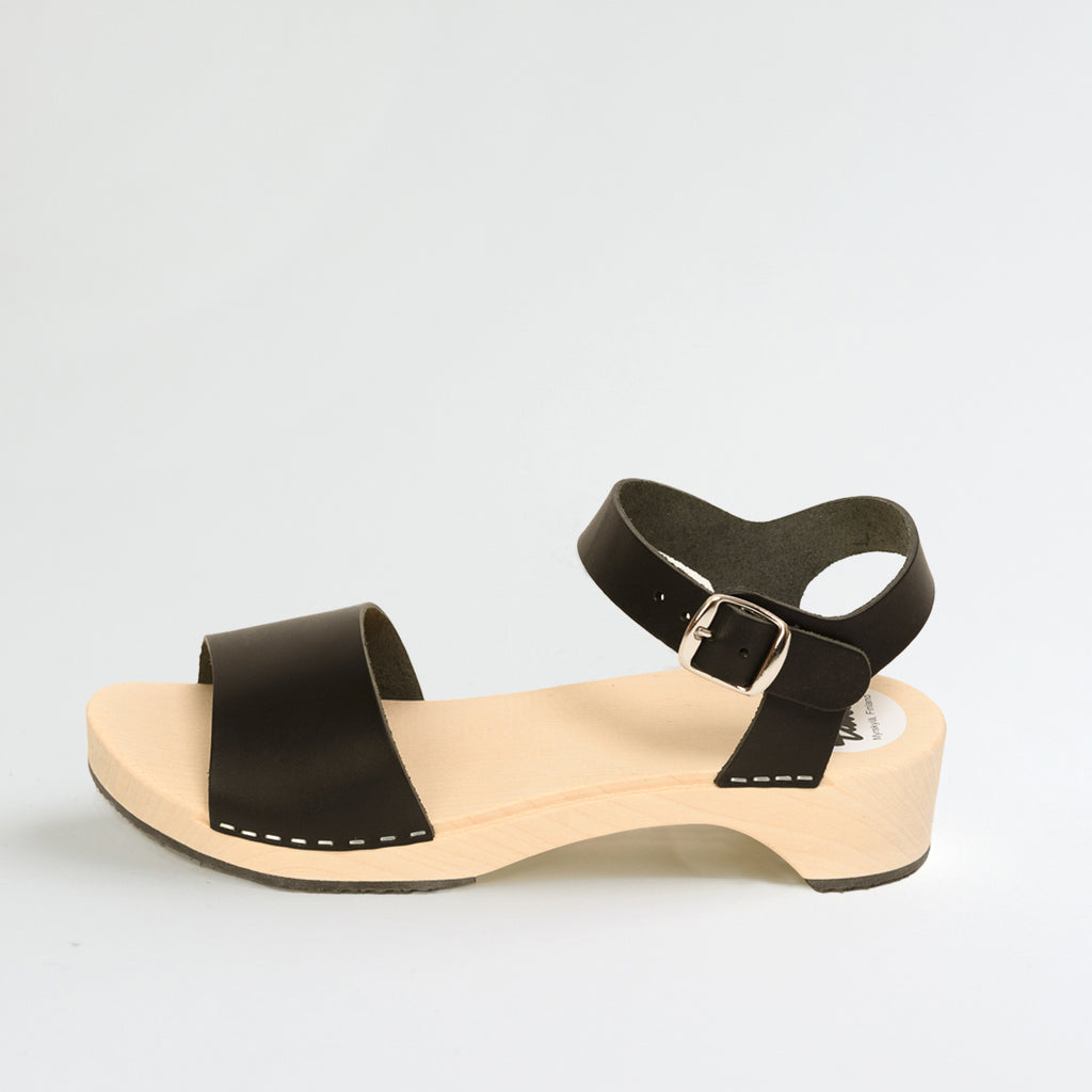 Wooden sandal Sandra, salty liquorice (vegetable-tanned)
