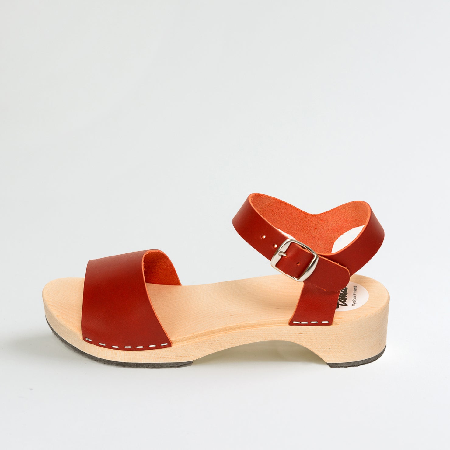 Wooden sandal Sandra, burgundy (vegetable-tanned)